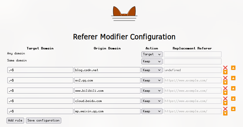 Referer Modifier配置